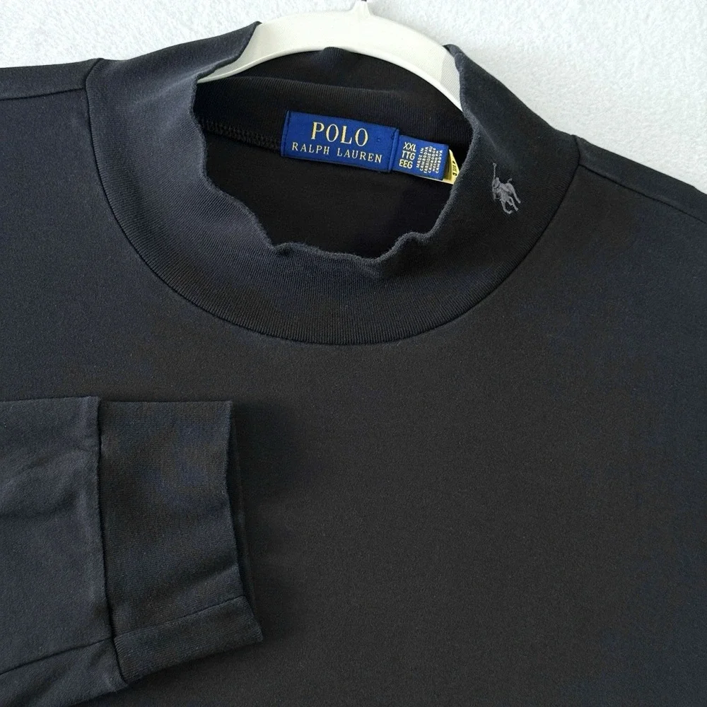 Polo Ralph Lauren Shirt Mens XXL 2XL‎ Soft Cotton Mockneck Shirt Pony Logo Neck
